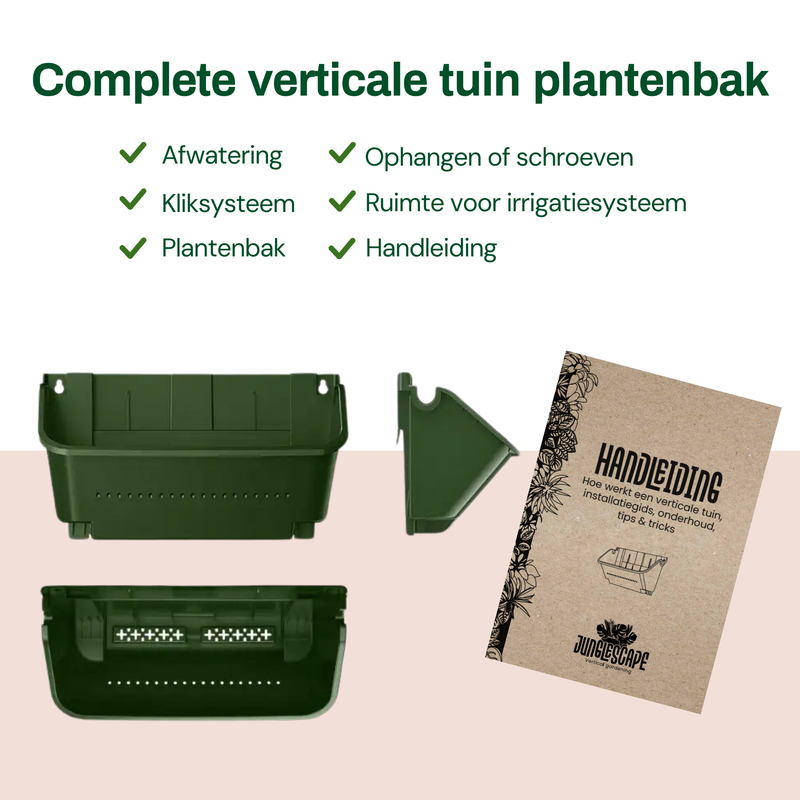 Verticale tuin plantenbak - Groen - Stapelbaar met kliksysteem - 33x18,5 cm